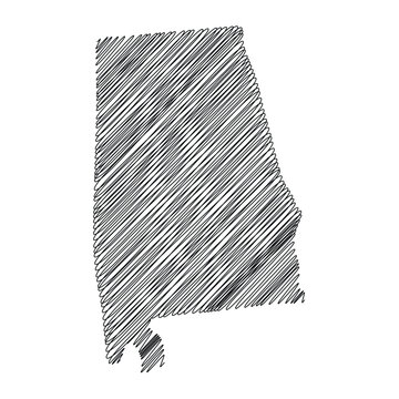 Alabama US state thread map line vector illustration