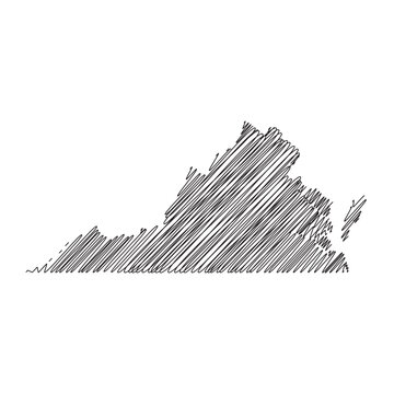 Virginia US state thread map line vector illustration