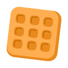 Breakfast square waffle. Tasty breakfast food, snack. Vector illustration in cartoon style. Isolated on white background