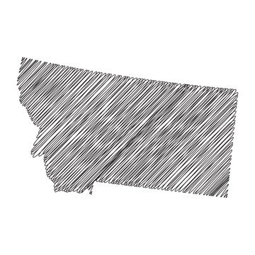 Montana US state thread map line vector illustration