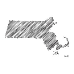 Massachusetts US state thread map line vector illustration