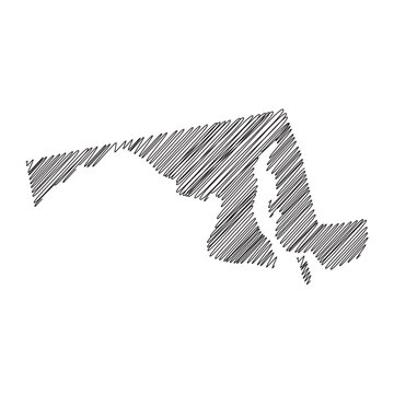 Maryland US state thread map line vector illustration