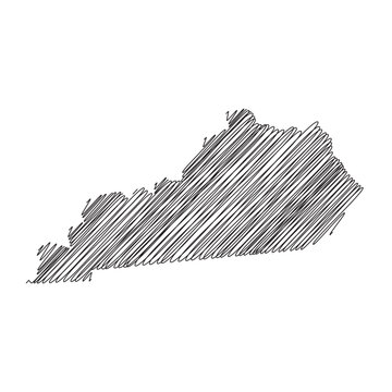 Kentucky US state thread map line vector illustration
