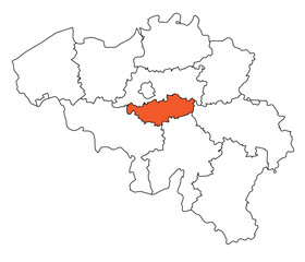 Fototapeta premium Outline of the map of the region of Belgium - Brabant Walloon