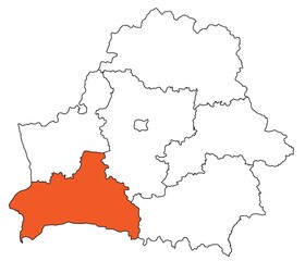 Obraz premium Outline of the map of the region of Belarus - Brest region