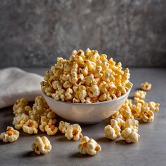 Popcorn in bowl snack food taste with butter delicious fresh plate concept