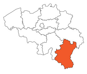 Obraz premium Outline of the map of the region of Belgium - Luxembourg