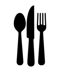 Cutlery silhouette. spoon fork knife icon symbol in white background
