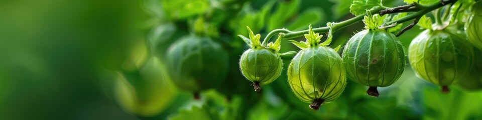gooseberry hangs delicately on a twig