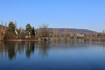 Fototapeta premium Blick auf den Rhein bei Stein am Rhein in der Schweiz 