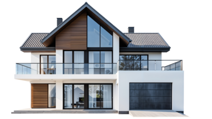 Modern suburban house png, isolated on white on transparent background, simple home suburban home hd