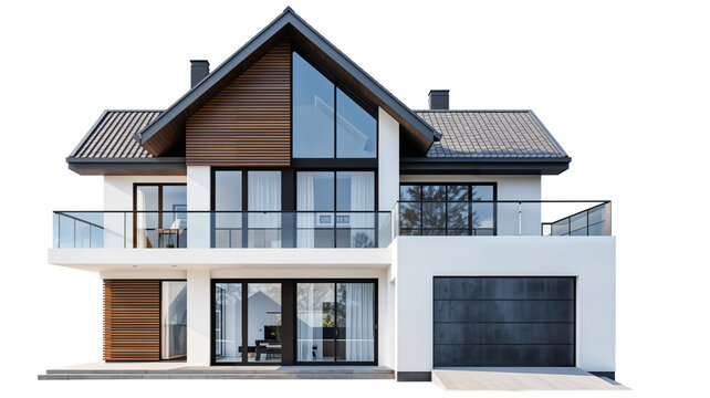 Modern suburban house png, isolated on white on transparent background, simple home suburban home hd
