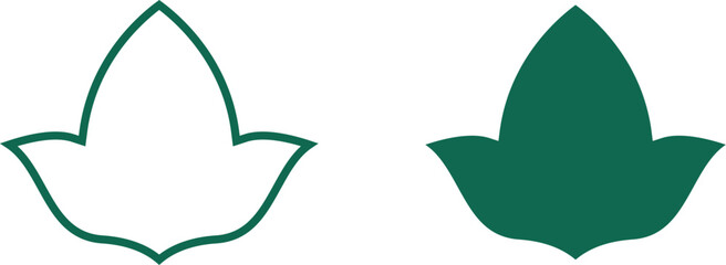 Emerald Green IVY Leaf Vector Illustration Outlined and Flat Icon Design