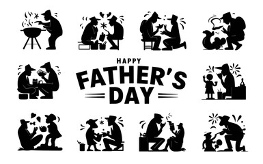 Fototapeta premium Father and Kids Vector Clipart