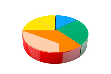 A colorful pie chart divided into six sections, representing data or statistics.