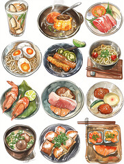 set of ramen