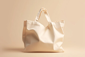 beige tote bag placed against a neutral background highlighting its minimalist and practical design