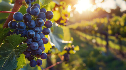 Fototapeta premium Vineyard's Morning Bounty., Harvest time, a stage in the wine-making process, les vendanges, grape harvesting, a seasonal job.