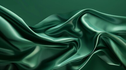 Obraz premium Abstract green silk fabric texture with flowing folds, creating an elegant and luxurious background for various creative projects.