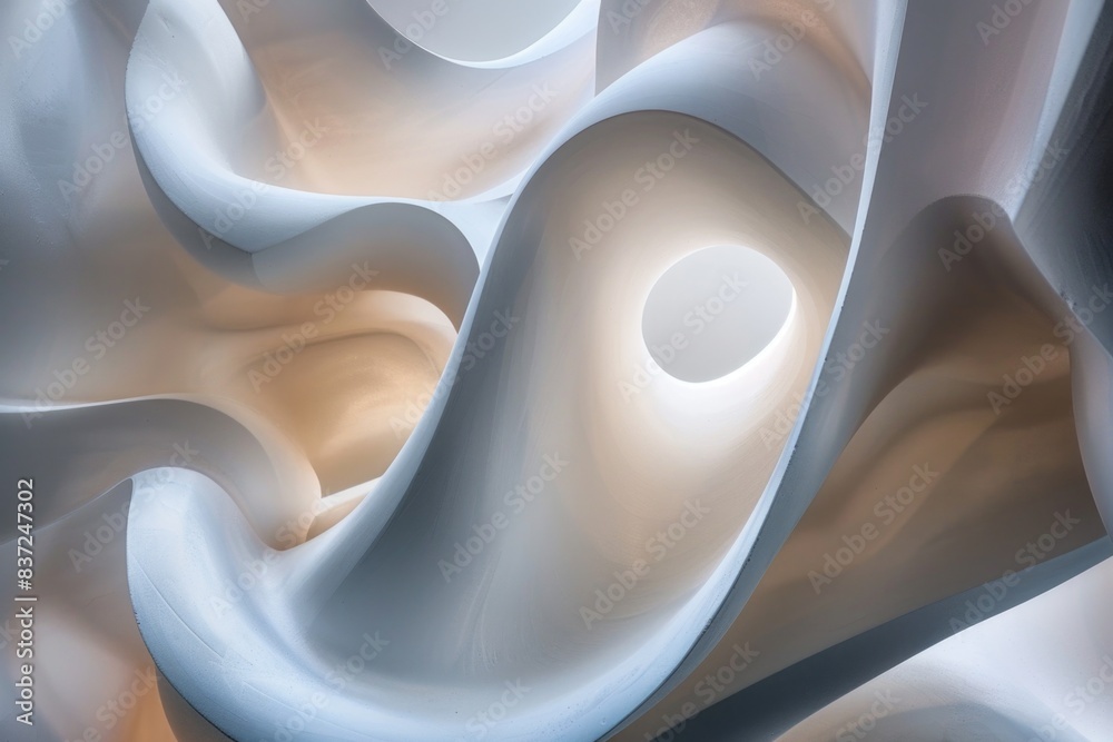 Poster a white sculpture with a glowing light emanating from its surface