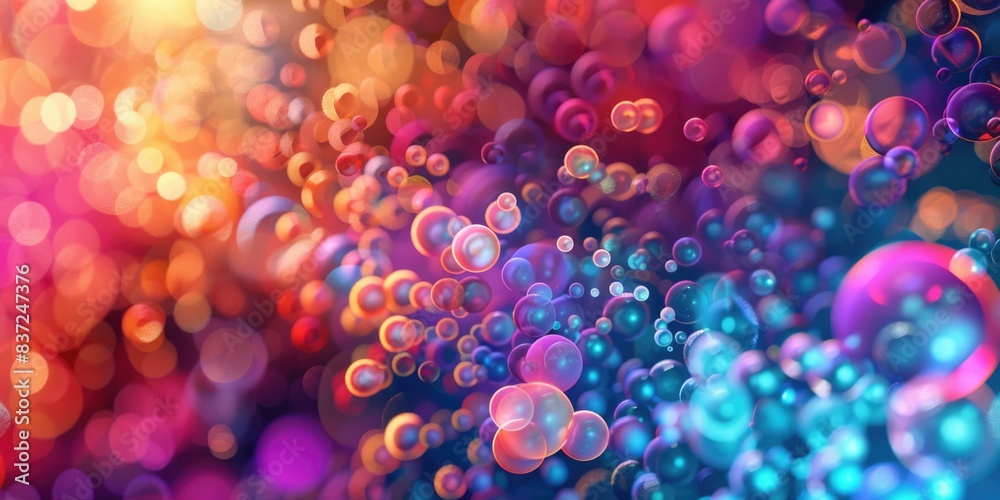 Poster a cluster of bubbles suspended in mid-air, with soft focus and blurred background