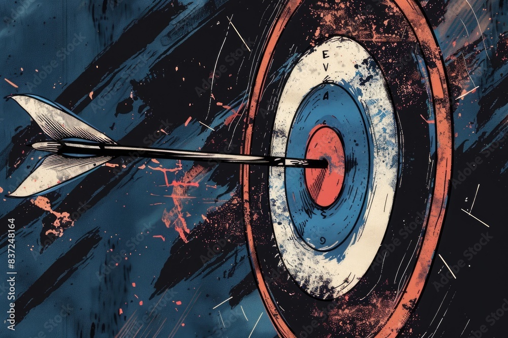 Aufkleber an arrow stuck in the center of a target