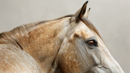 A close-up shot of a horse's head on a white background, perfect for equine-themed designs or illustrations