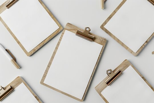 A collection of clipboards with papers attached, ideal for office or workspace use