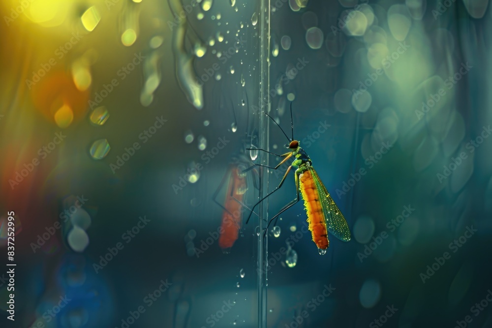 Aufkleber a small insect found itself stuck in the rain, highlighting the struggles of adapting to unexpected 