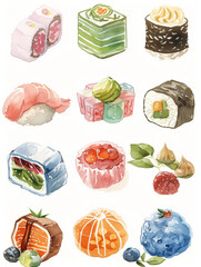 set of Japanese sweets
