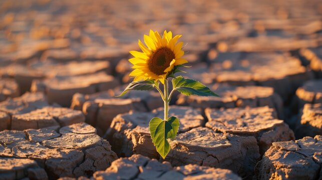 A sunflower in a barren land.