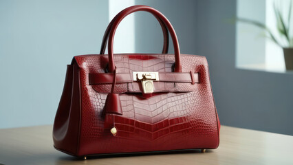 women's handbag on the table on a light background