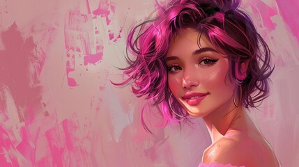 charismatic hair stylist with trendy hairstyle confident smiling portrait digital painting