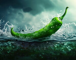 Photo of a fresh green chili pepper