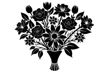 bouquet of flowers silhouette vector illustration