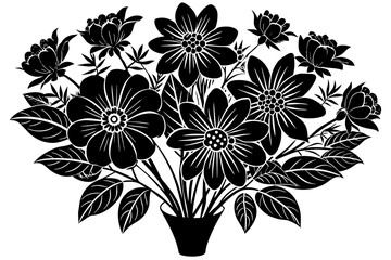 bouquet of flowers silhouette vector illustration