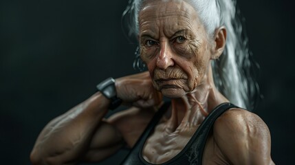 photo of very muscular old woman