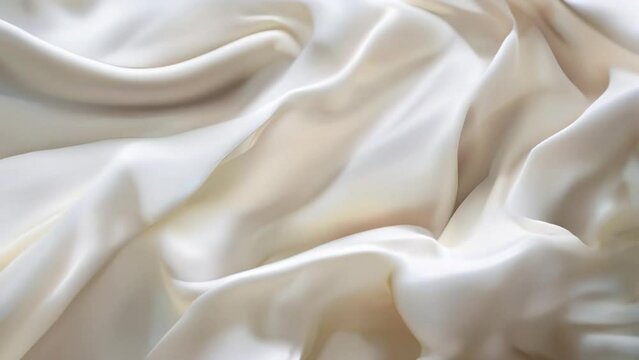 Luxurious white satin fabric background with smooth folds and soft texture for elegant and sophisticated designs