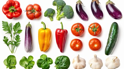 Organic Fresh Vegetables Isolated on White