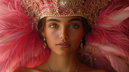 Belle femme brune avec couronne de cérémonie
