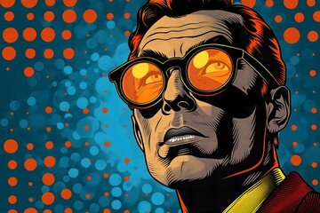 invisible artificial intelligence man using social media, comic pop art style