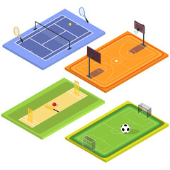 Set of Sports Court Isometric Vector