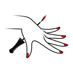Female hand and manicure brush, symbol for a nail salon