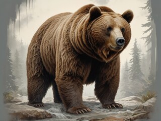 Fototapeta premium brown bear in the forest