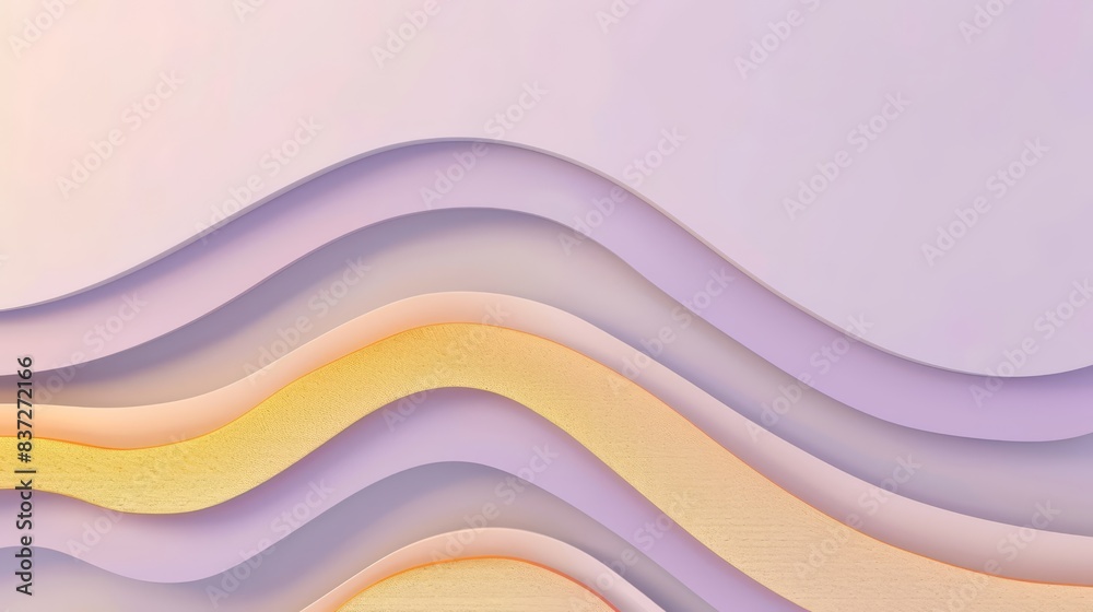 Sticker An abstract background featuring smooth geometric shapes in purple and gold, creating a modern, minimalist, and elegant design with a dynamic and structured appearance.