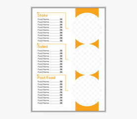 Attractive food menu design template