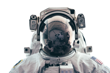 Helmeted Astronaut Design Element Isolated on Transparent Background