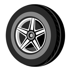 Fototapeta premium Car Tyre With Five-Spoke Wheel, Close Up
