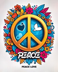 Poster hippie paz y amor