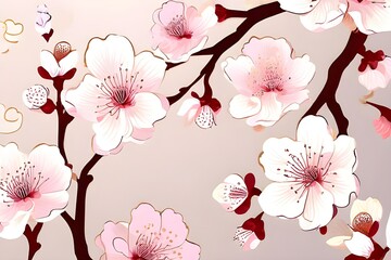 background with gold flower pattern cherry blossom pattern modern. 